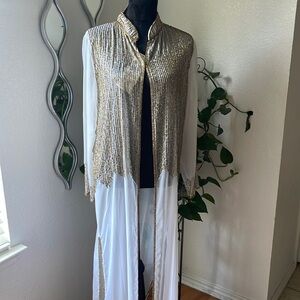 Abaya/ dress whit and gold size XL